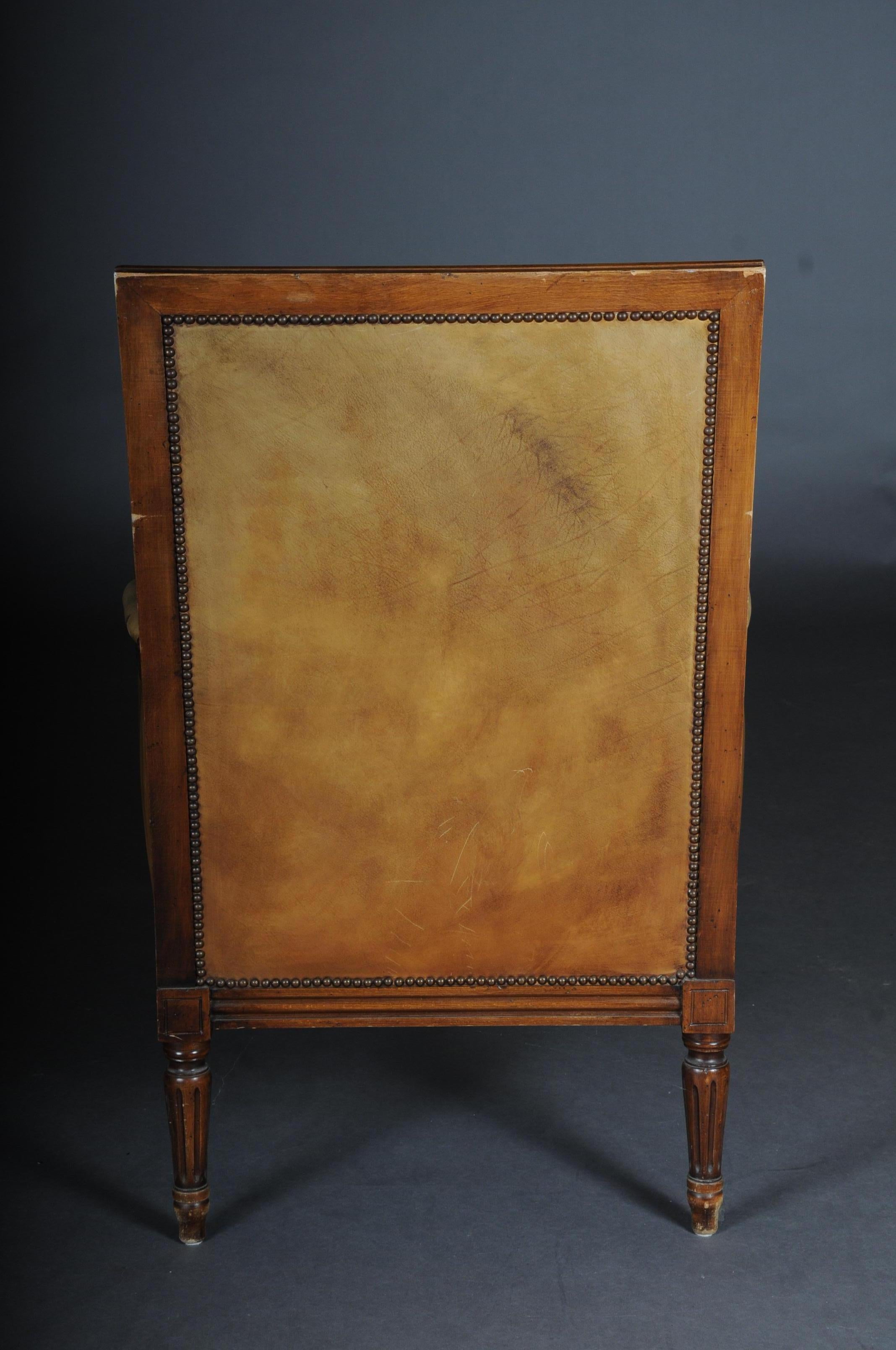 Armchair English Leather from, 19th Century Mahogany For Sale 7