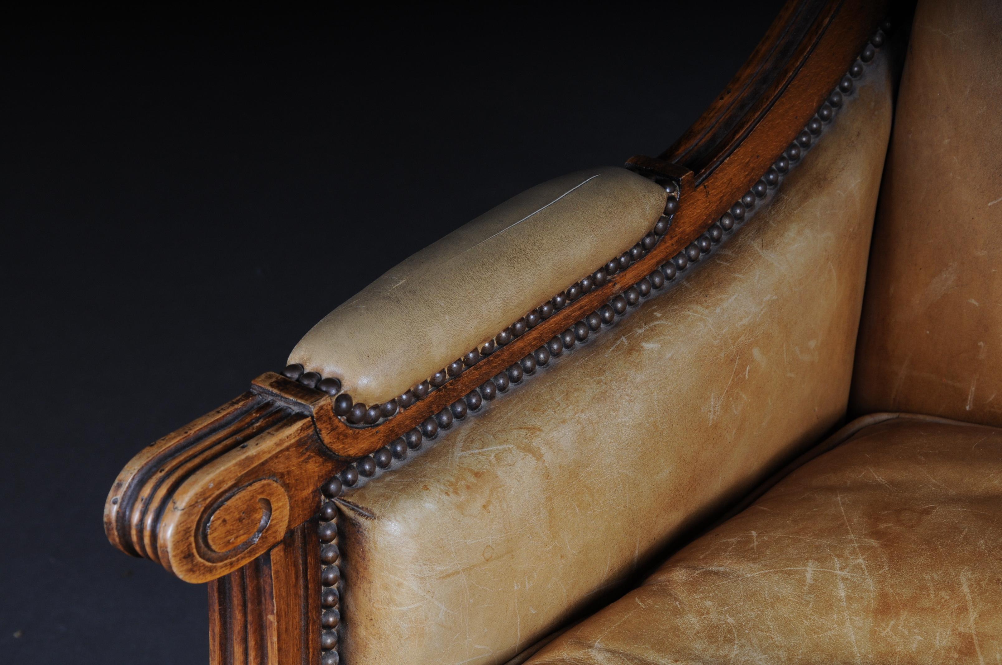 Acajou Fauteuil en cuir anglais du XIXe siècle, acajou en vente