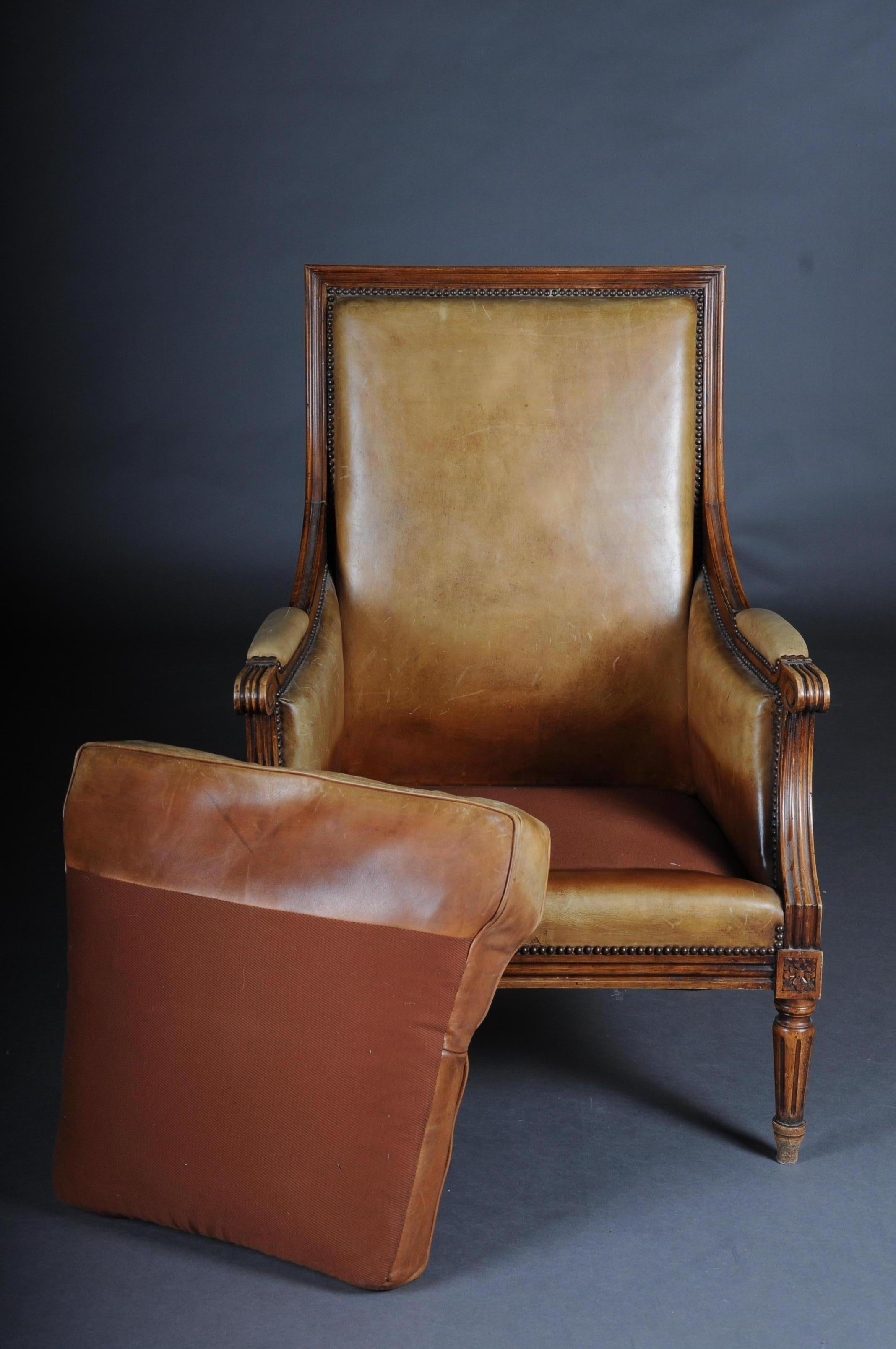 Armchair English Leather from, 19th Century Mahogany 1