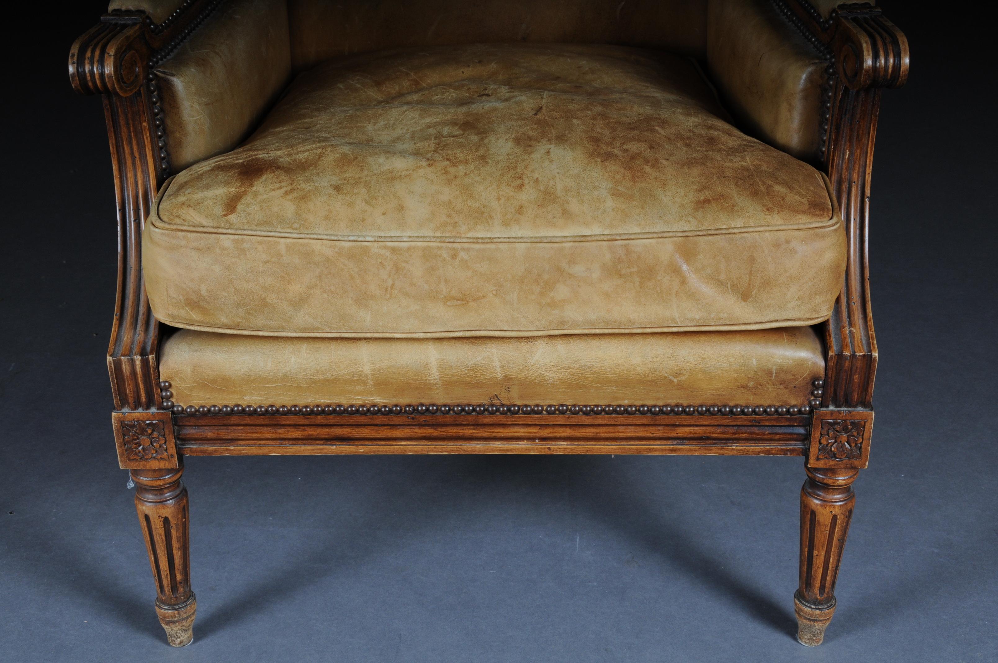 Fauteuil en cuir anglais du XIXe siècle, acajou en vente 2