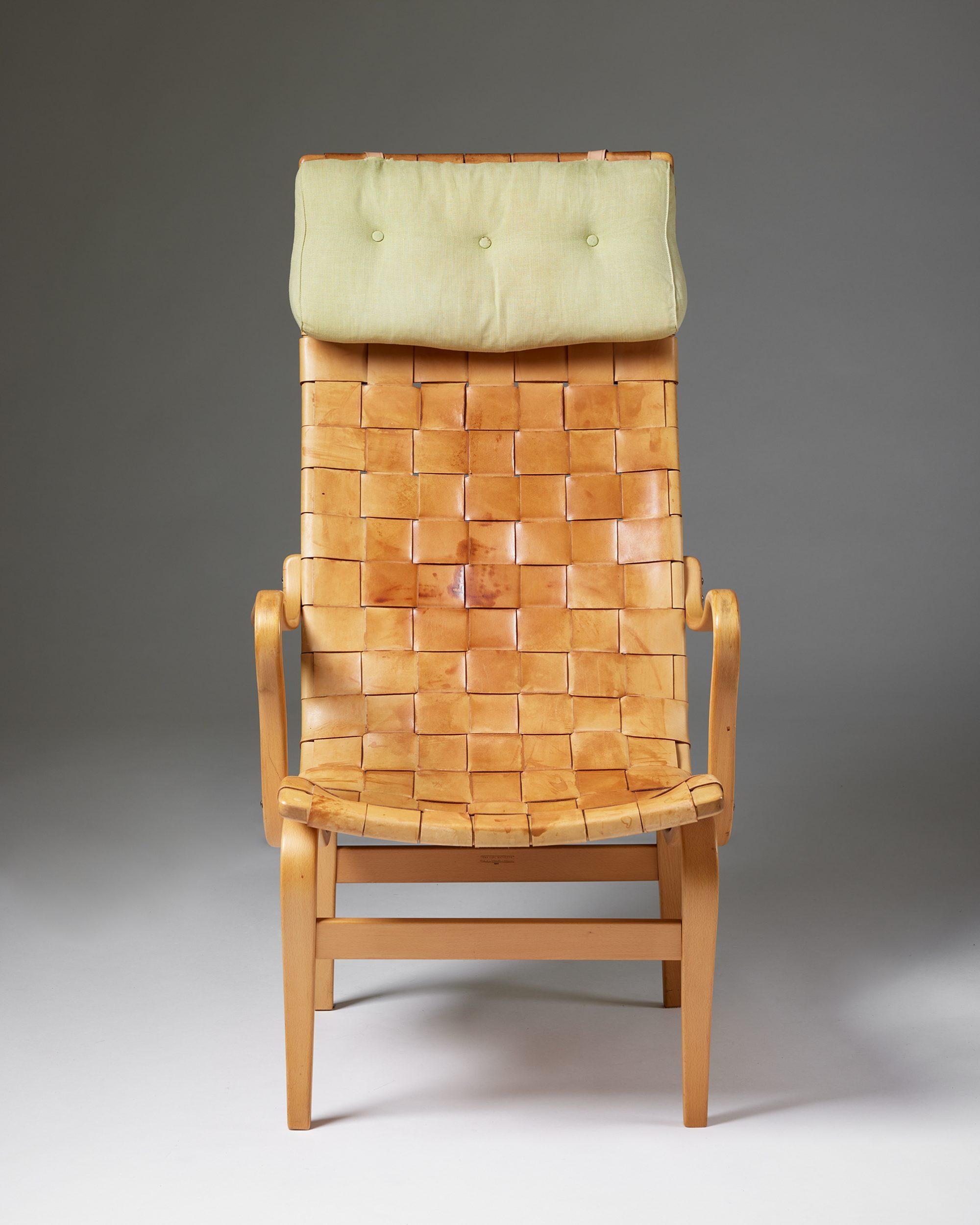 Mid-Century Modern Armchair ‘Eva High’ Designed by Bruno Mathsson for Karl Mathsson, Sweden, 1960 For Sale
