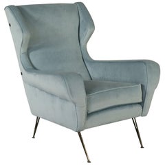 Armchair Fabric Upholstery Foam Padding Vintage, Italy, 1950s