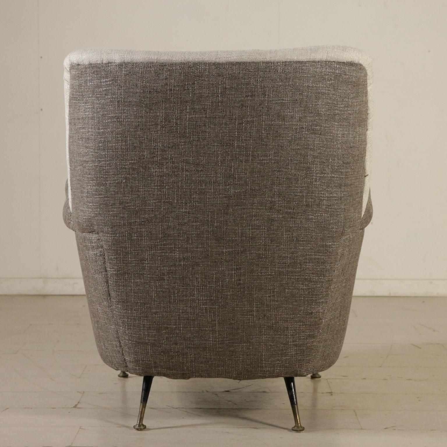 Armchair Fabric Upholstery Metal Brass Vintage, Italy, 1960s 5