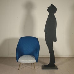 Armchair Fabric Upholstery Springs Padding Vintage, Italy, 1950s-1960s