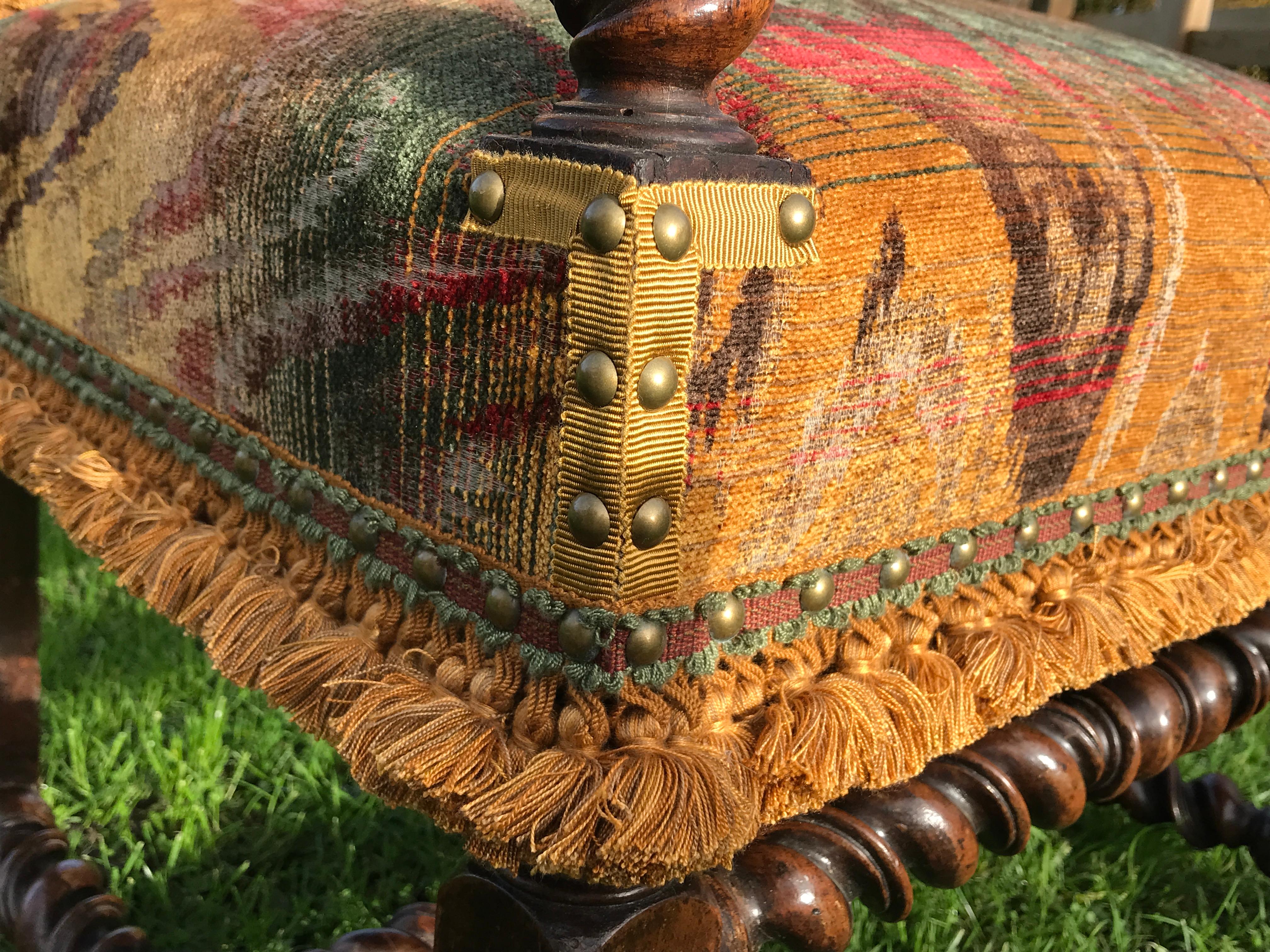 Armlehnstuhl, Flemish Nussbaum gepolstert Bargello Scroll Arm Barley twist Barock im Angebot 10