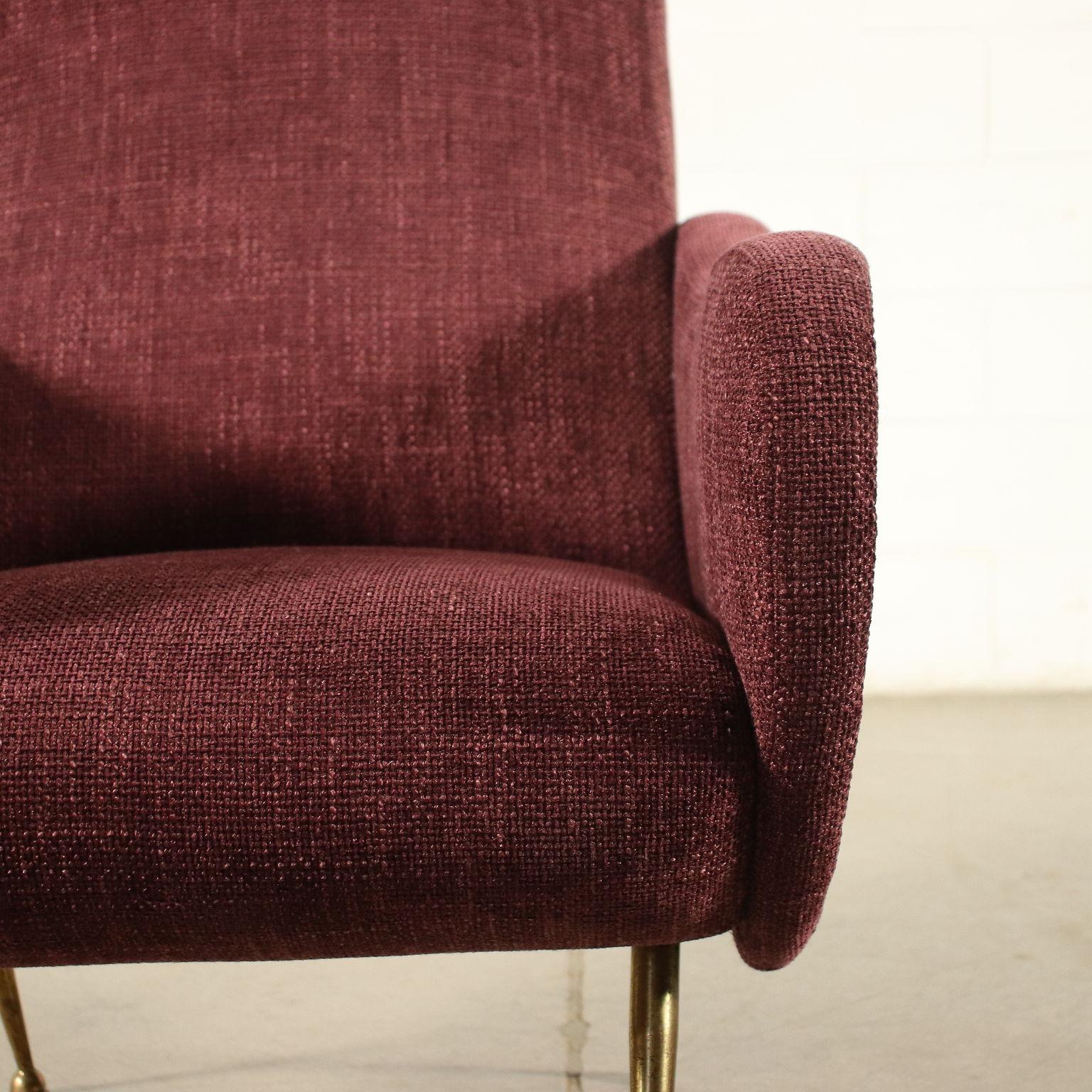 Armchair Foam Brass Fabric, Italy, 1950s In Excellent Condition In Milano, IT