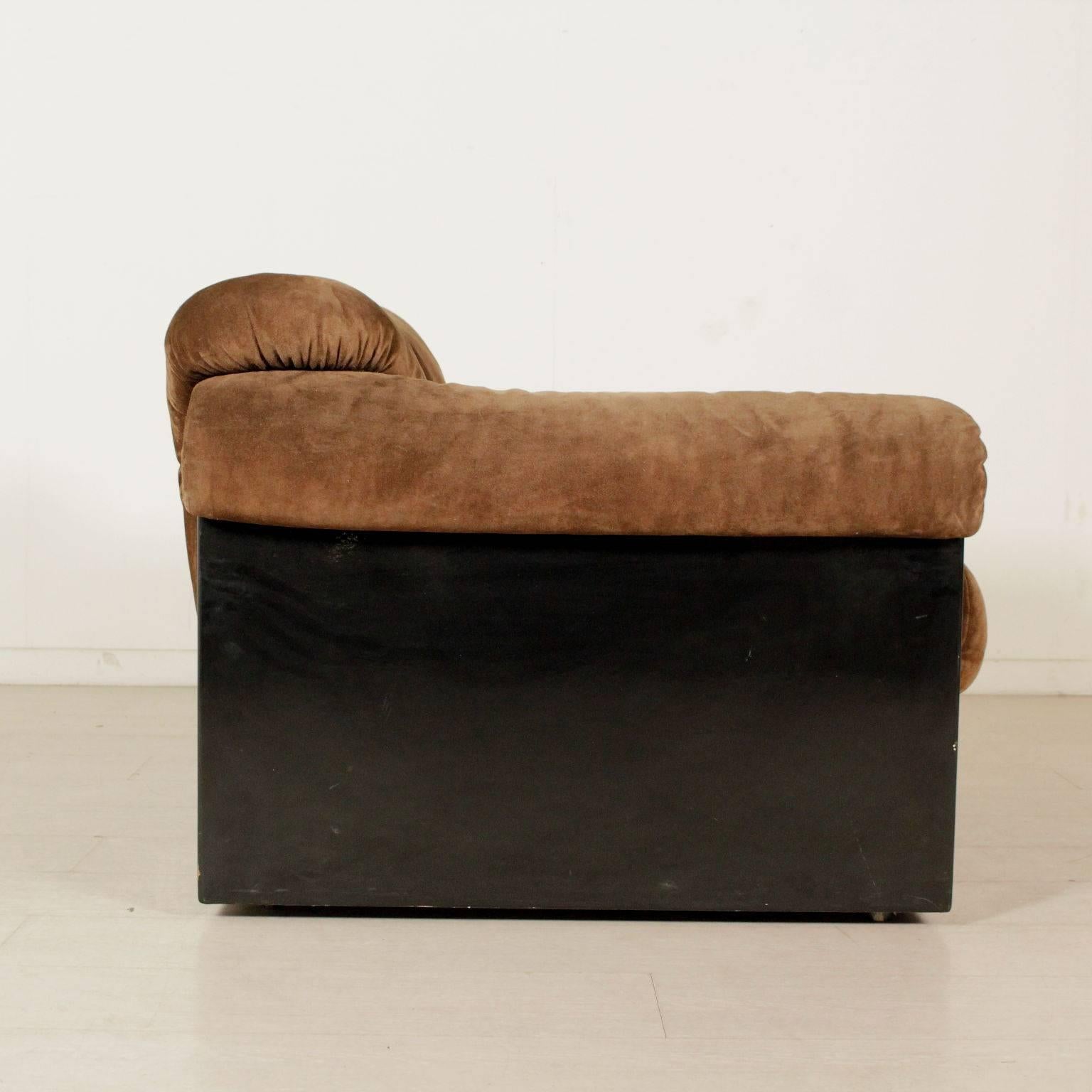 Armchair Foam Padding Suede Leather Vintage, Italy, 1960s-1970s 2
