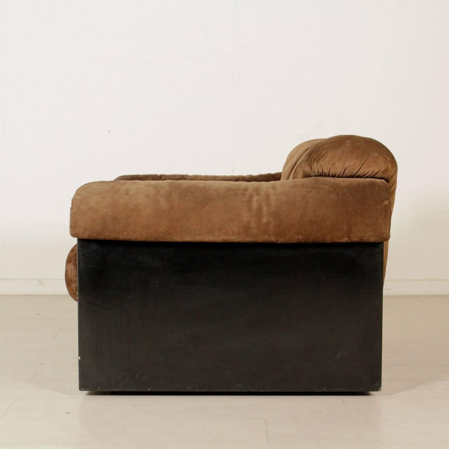 Armchair Foam Padding Suede Leather Vintage, Italy, 1960s-1970s 4