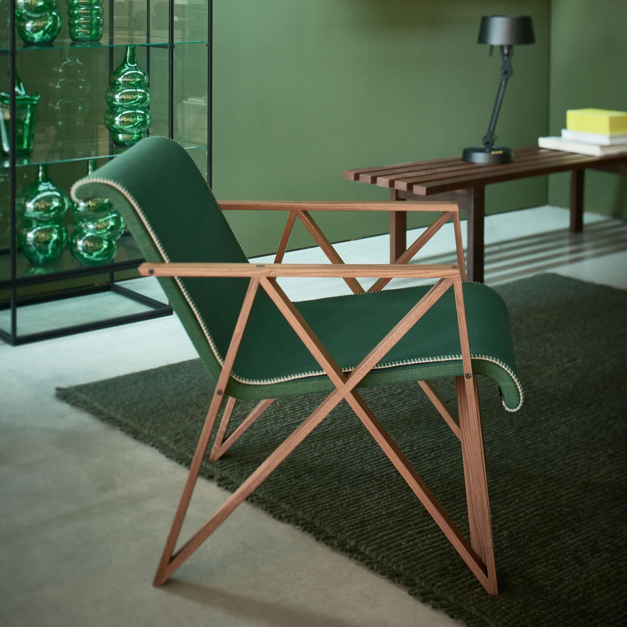 green felt chair