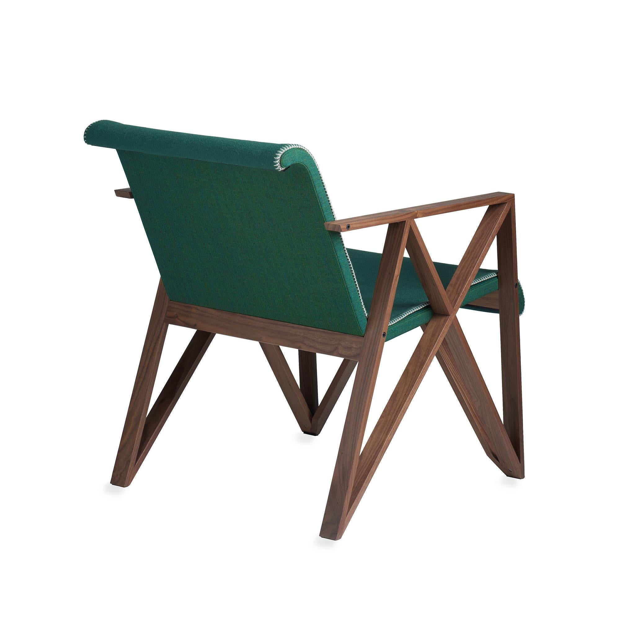 Stained Armchair for Metz&Co in Green Felt, Designed in 1958 by Gerrit Rietveld For Sale