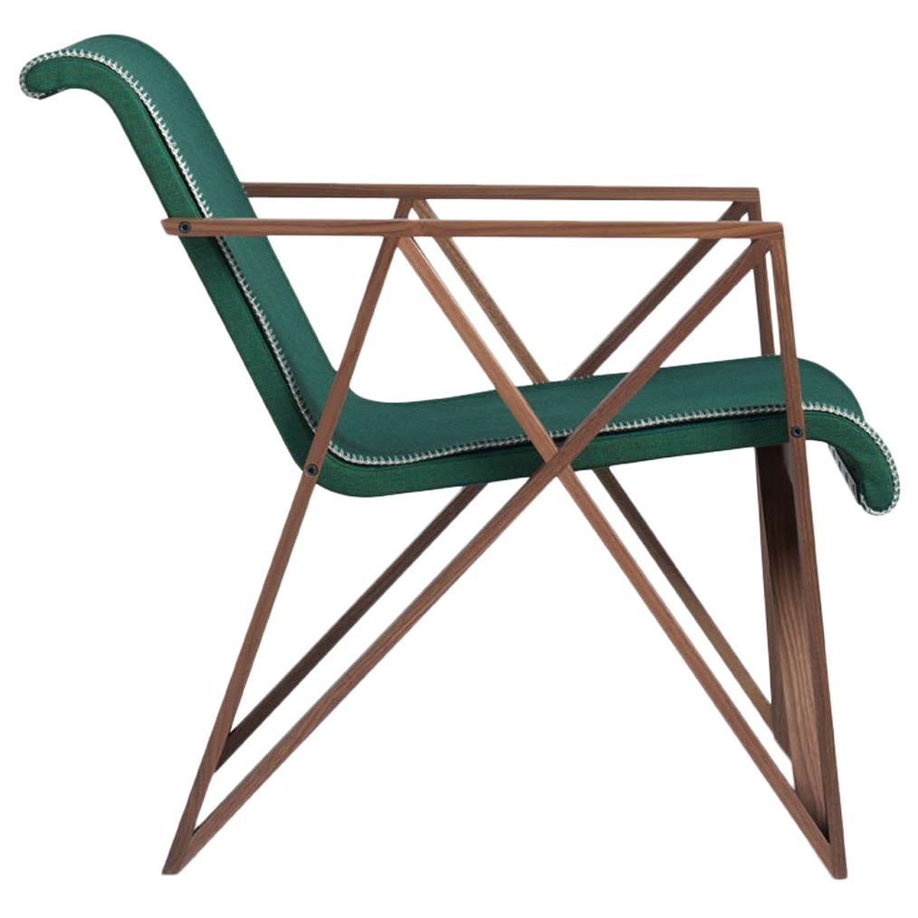 Armchair for Metz&Co in Green Felt, Designed in 1958 by Gerrit Rietveld For Sale
