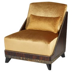 Cadre du fauteuil Détails en bois plaqué d'ébène Bronze ou argent antique Coussin