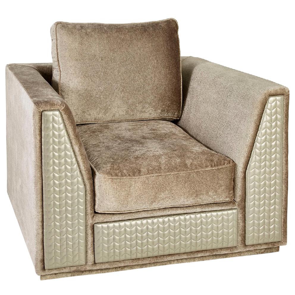Armchair Frame Made of Solid Timber and  Wood Diamond Quilted Front Arm & Base