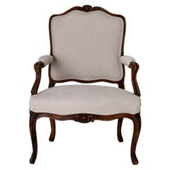 Armchair French Rococo Brown Beige Linen, France