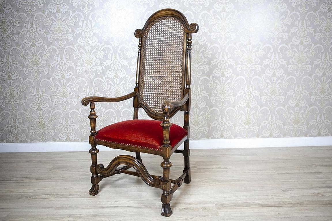 European Armchair from the Early 20th Century with Rattan Backrest For Sale
