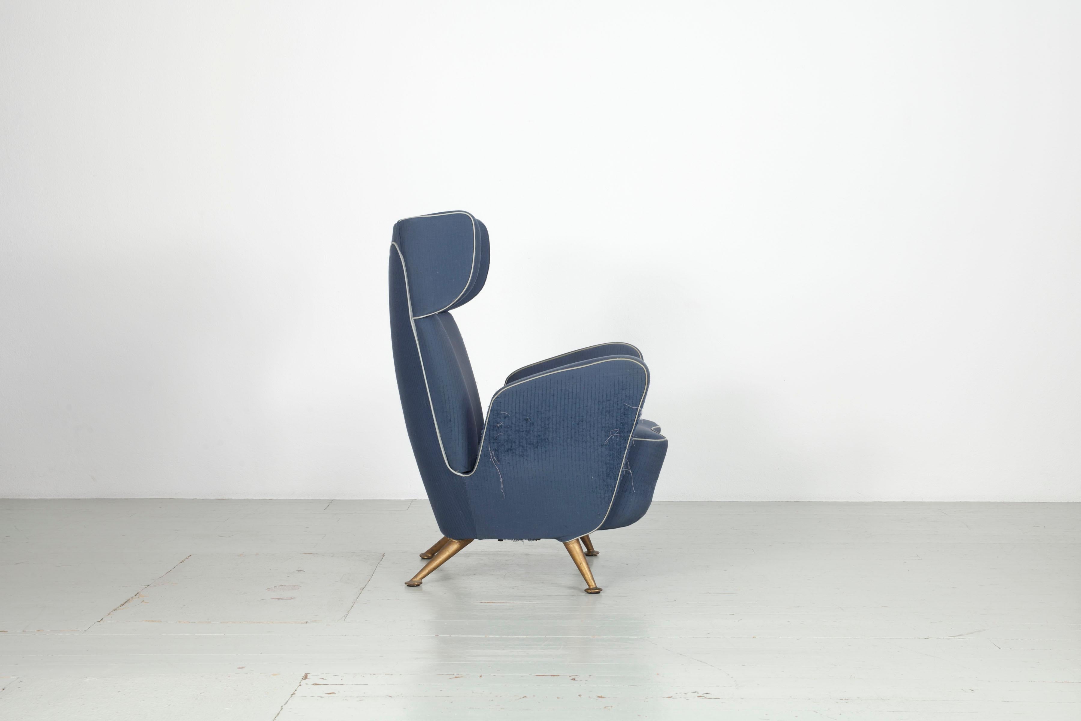 Mid-Century Modern Armchair from the first-class cabin of the Italian express train Settebello, 50s For Sale