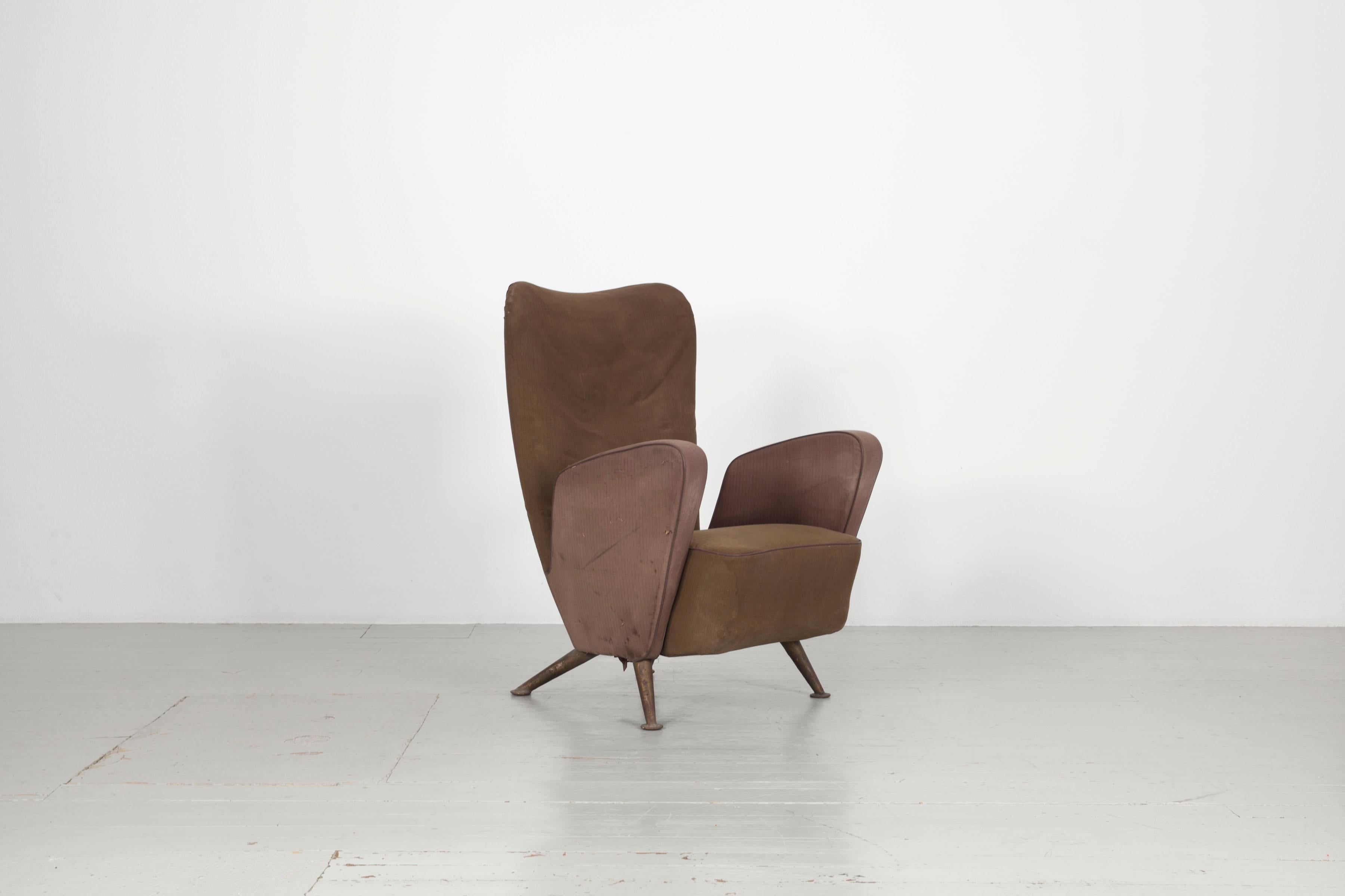 Mid-Century Modern Armchair from the first-class cabin of the Italian express train Settebello, 50s For Sale