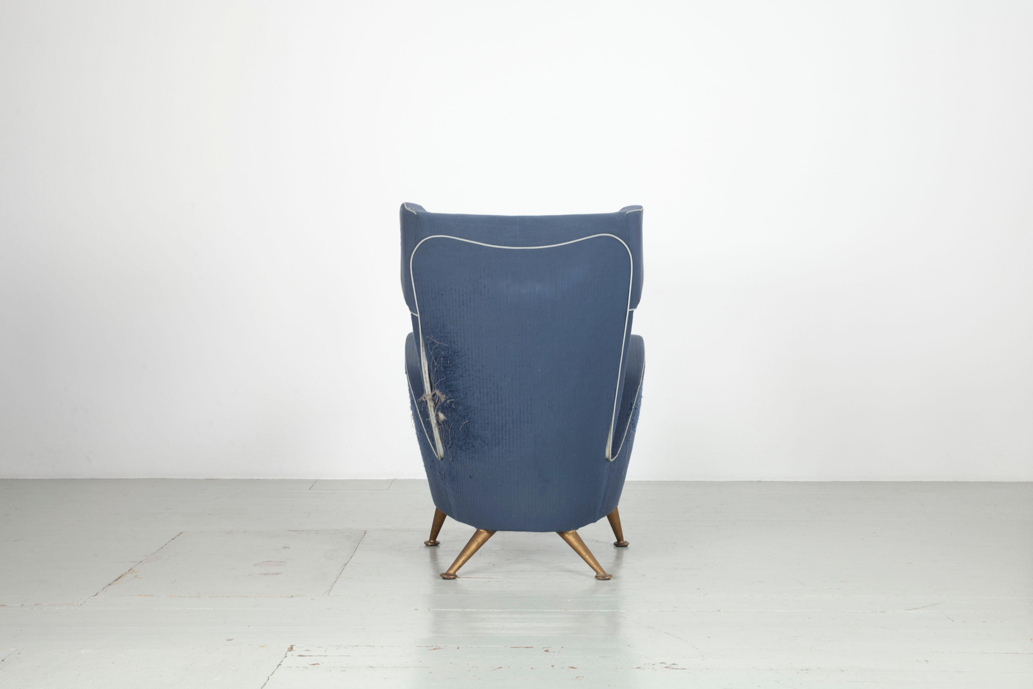 Steel Armchair from the first-class cabin of the Italian express train Settebello, 50s For Sale