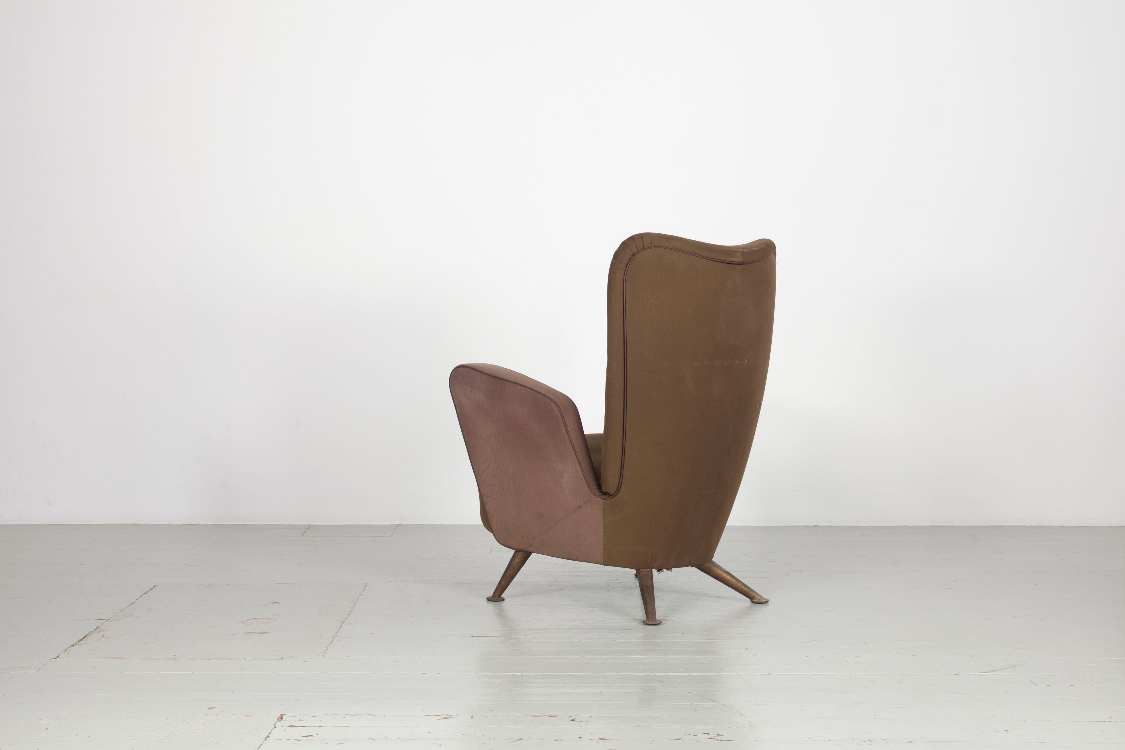Steel Armchair from the first-class cabin of the Italian express train Settebello, 50s For Sale