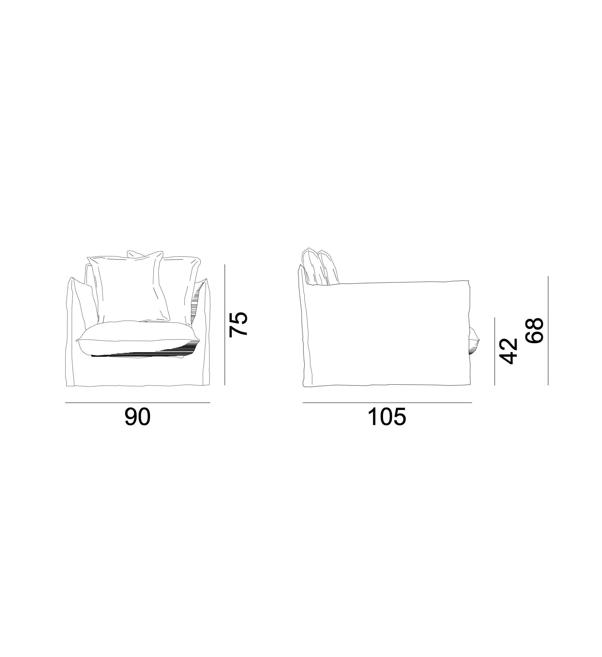 Armchair Gervasoni Ghost 01 - Lino Bianco - design Paola Navone in vendita 3