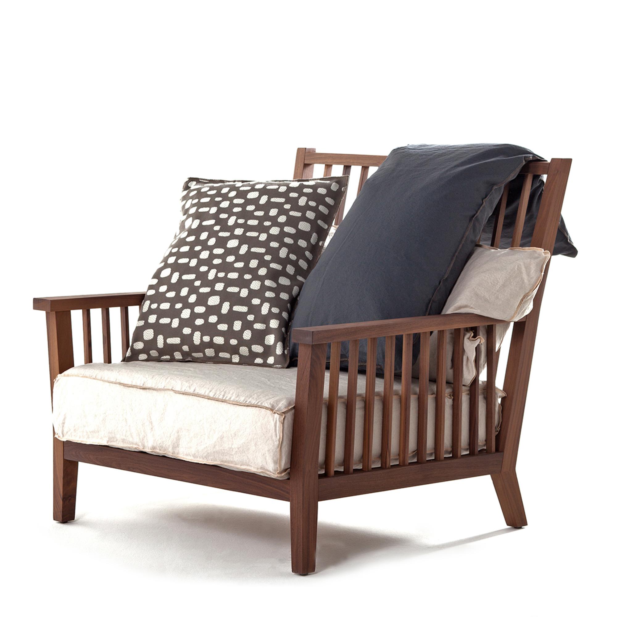 Italian Armchair Gervasoni Gray 01 design Paola Navone - Canaletta walnut For Sale
