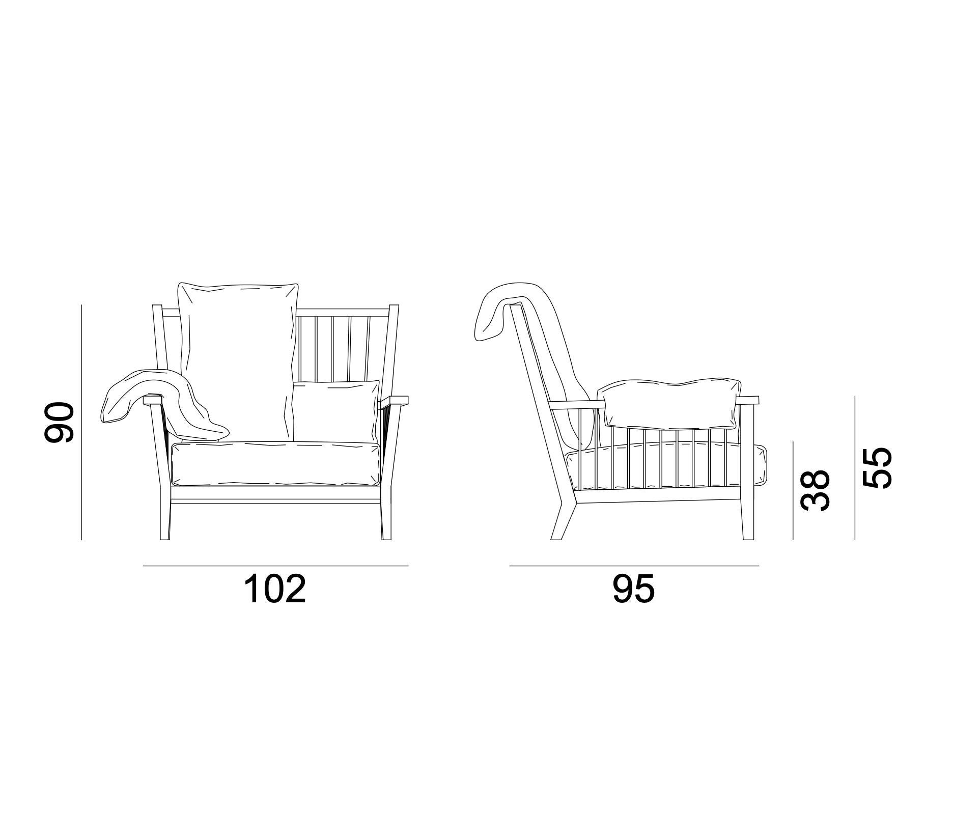 Contemporary Armchair Gervasoni Gray 01 design Paola Navone - Canaletta walnut For Sale