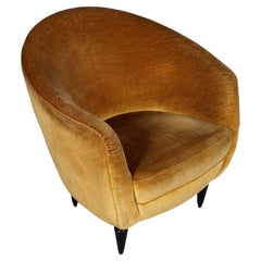 Armchair Gio Ponti Design Attributed by Figli Di Amedeo Cassina, Original Velvet