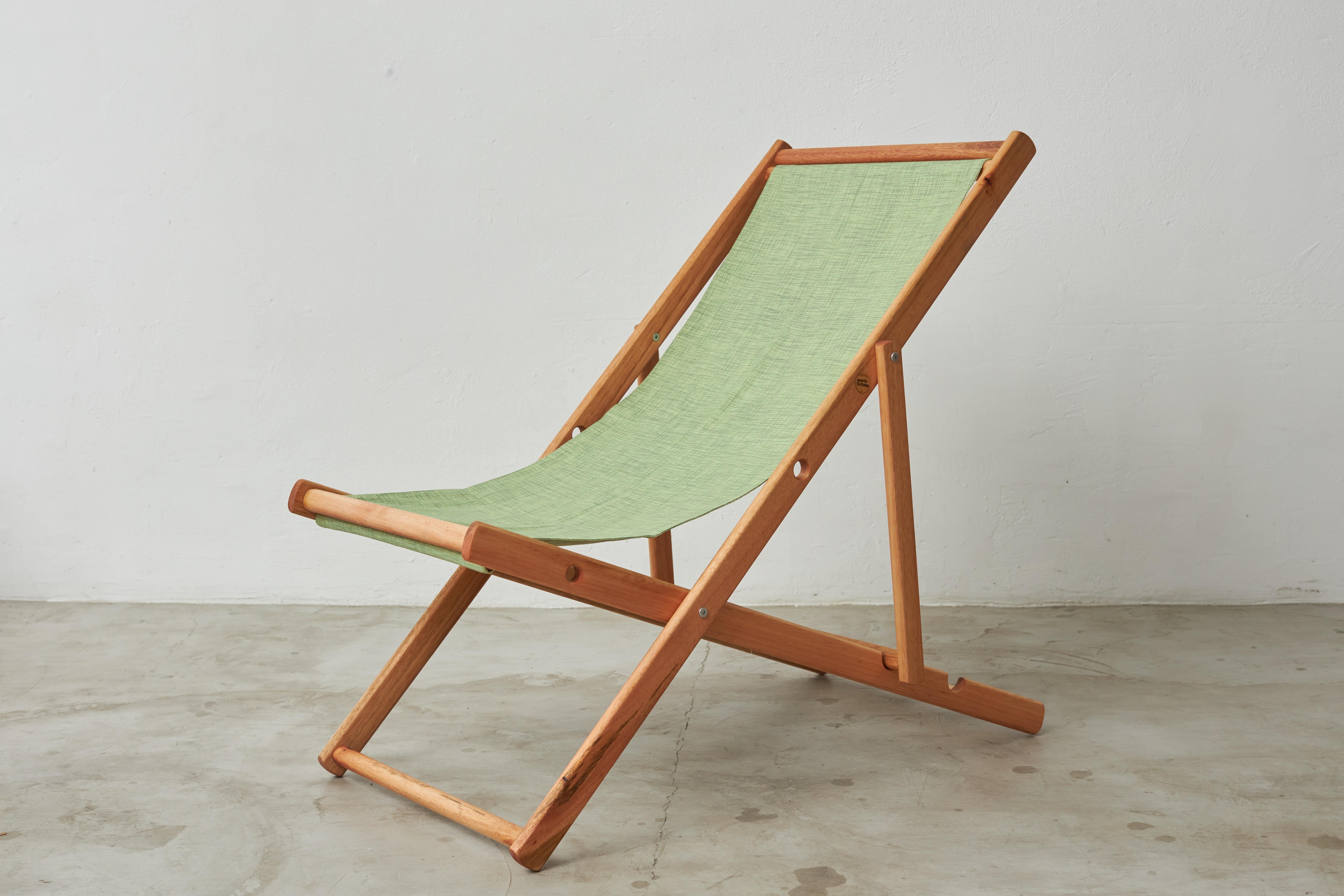 Woodwork  Green 'Maria Farinha' Armchair - Brazilian design by André Bianco For Sale