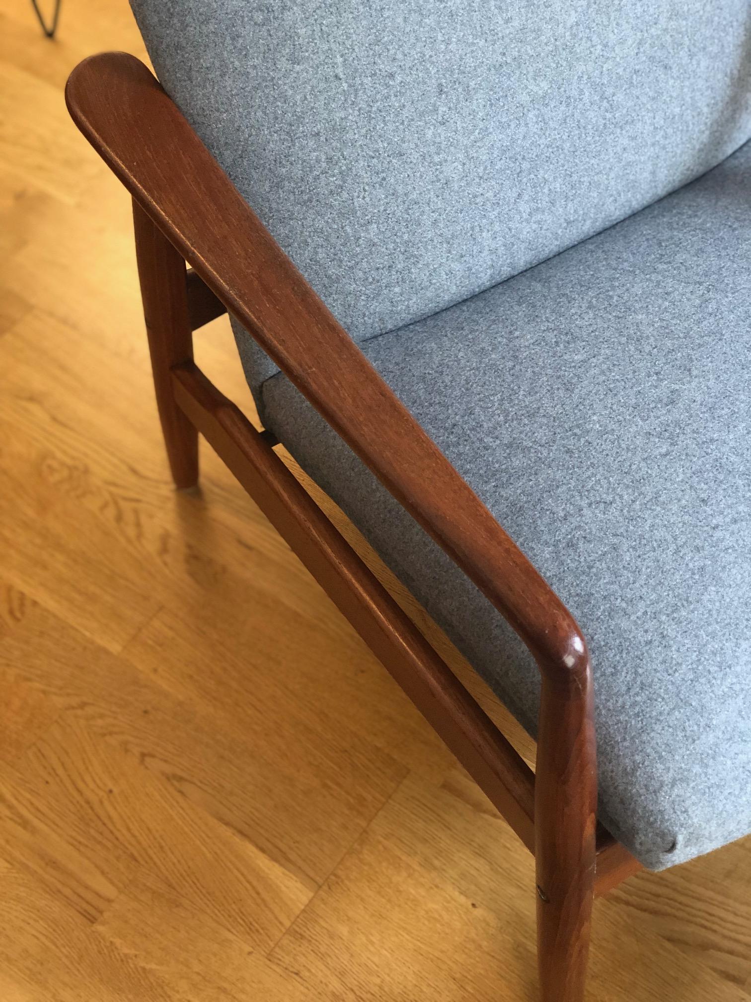 Fabric Armchair Highback Teak Svend Langkilde for SL Mobler Danish Midcentury For Sale