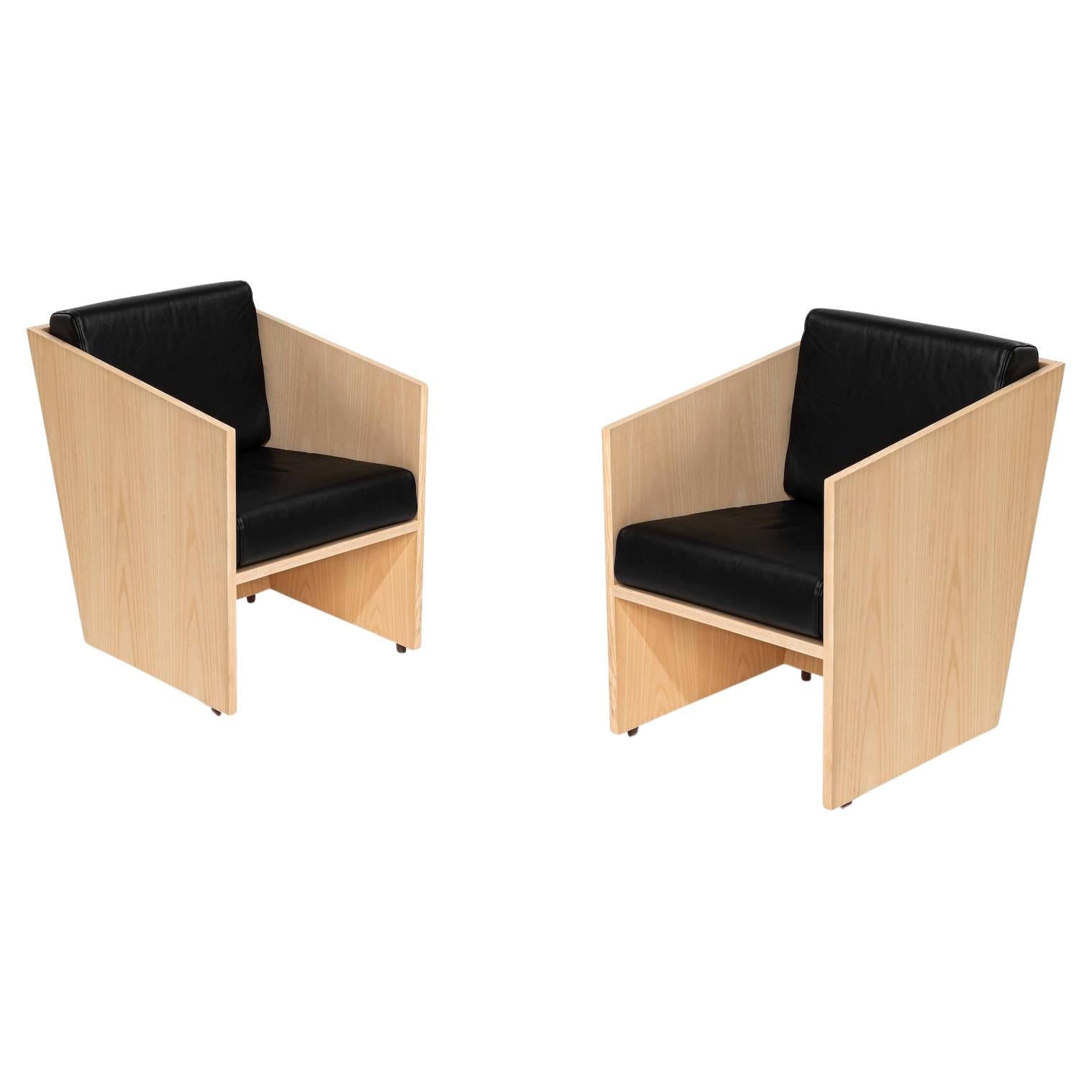 Armchair in Ash Wood and Natural Leather - SET 2 Chairs  Álvaro Siza Vieira