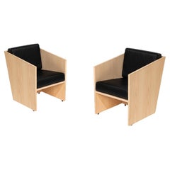 Armchair in Ash Wood and Natural Leather - SET 2 Chairs  Álvaro Siza Vieira