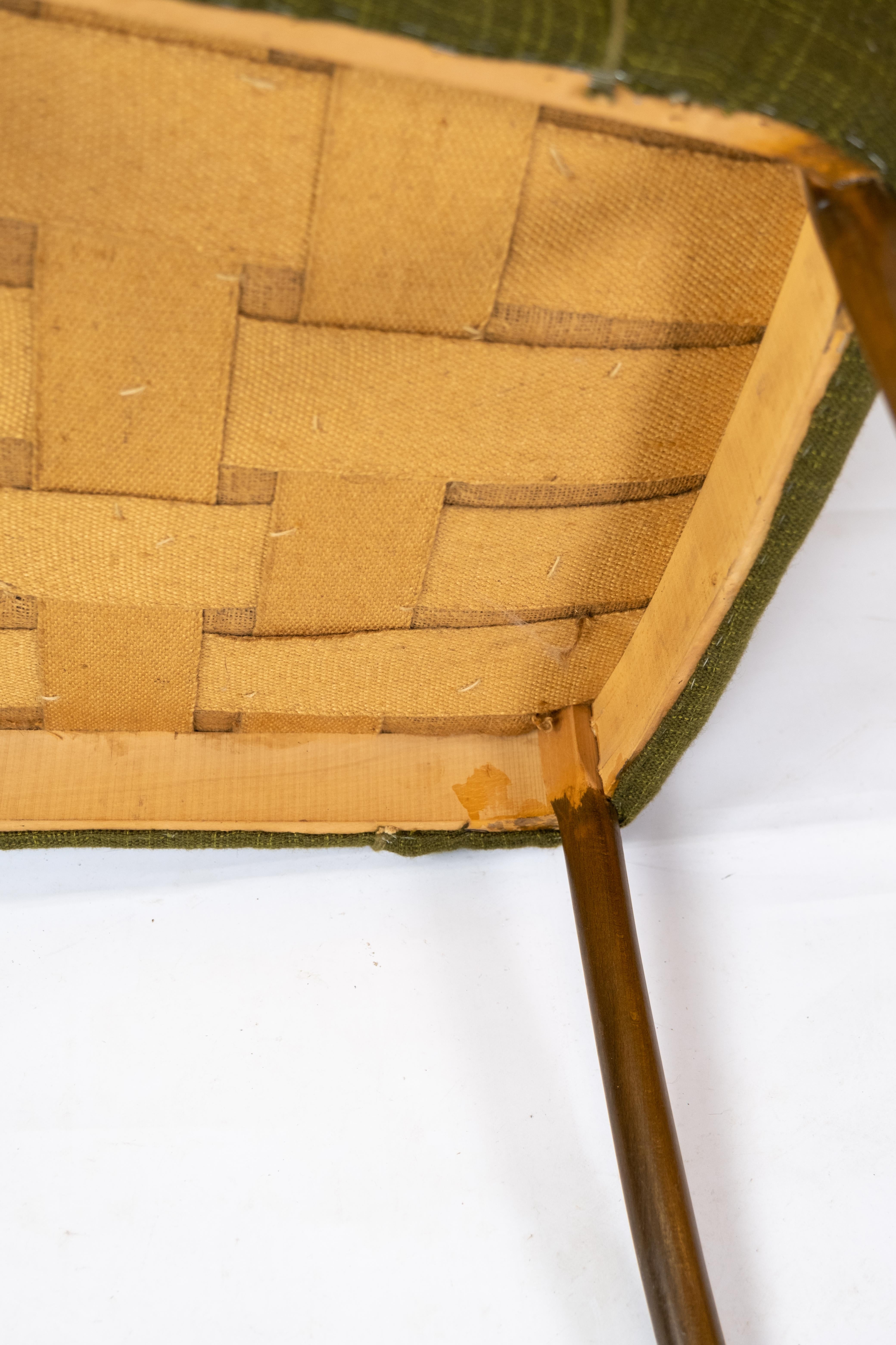 Armchair in Birch and Orginal Dark Green Fabric of Danish Design from the 1950s For Sale 2