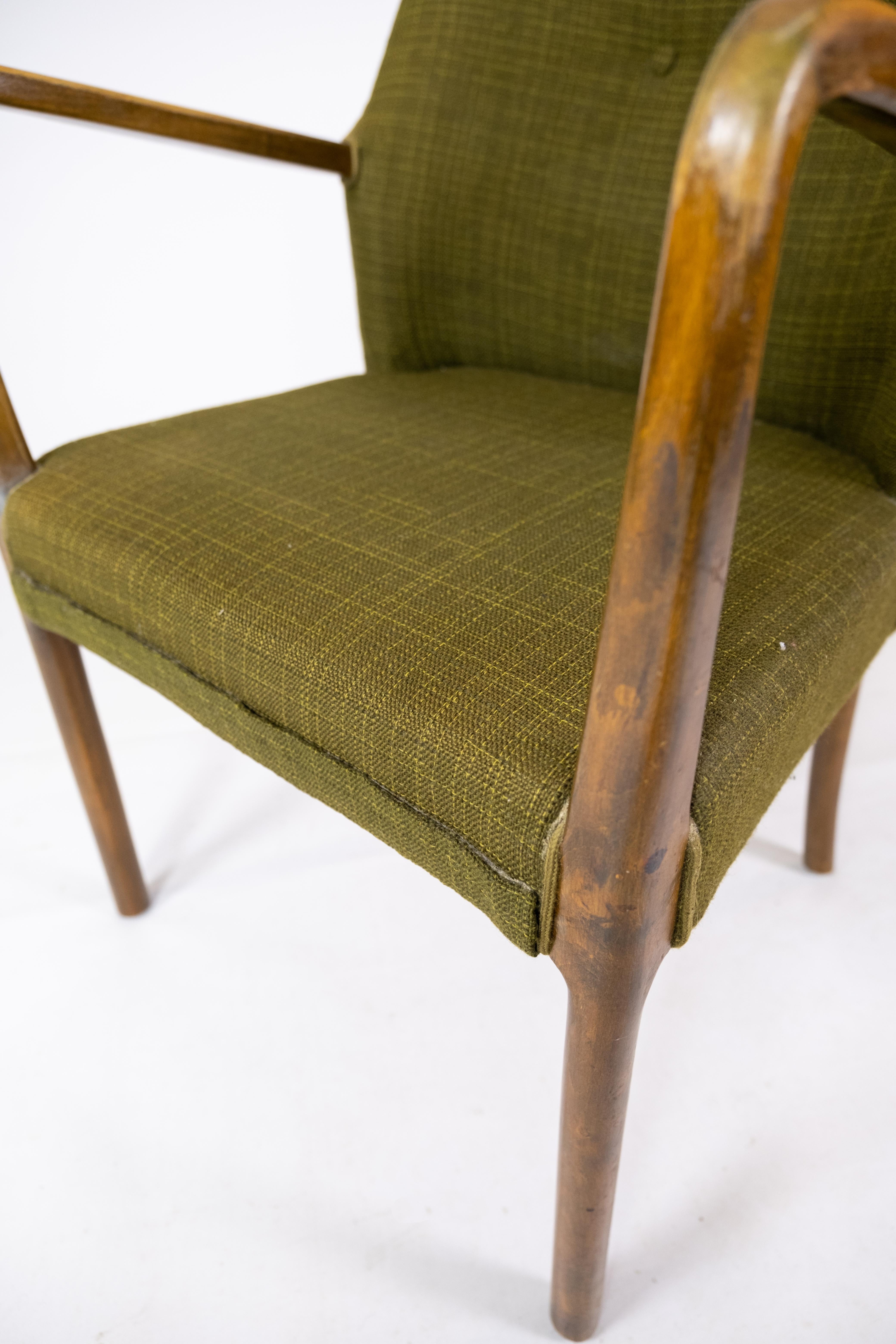 Armchair in Birch and Orginal Dark Green Fabric of Danish Design from the 1950s For Sale 3