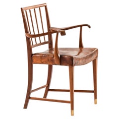 Sessel aus Messing, Leder und Mahagoni von Jens Brøtterup, 1950er Jahre