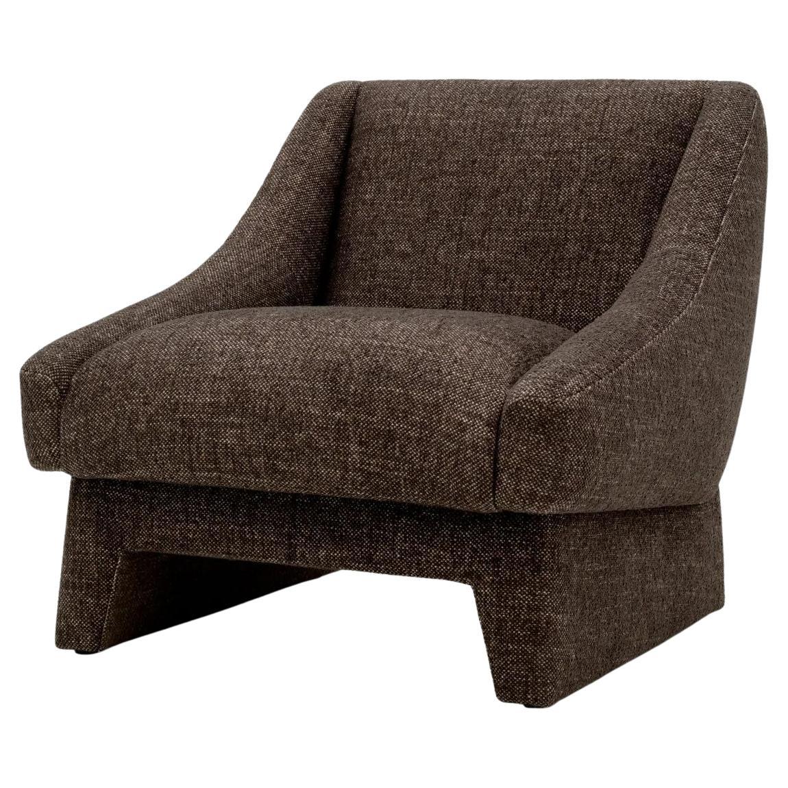 Armchair in Brown Fabric For Sale