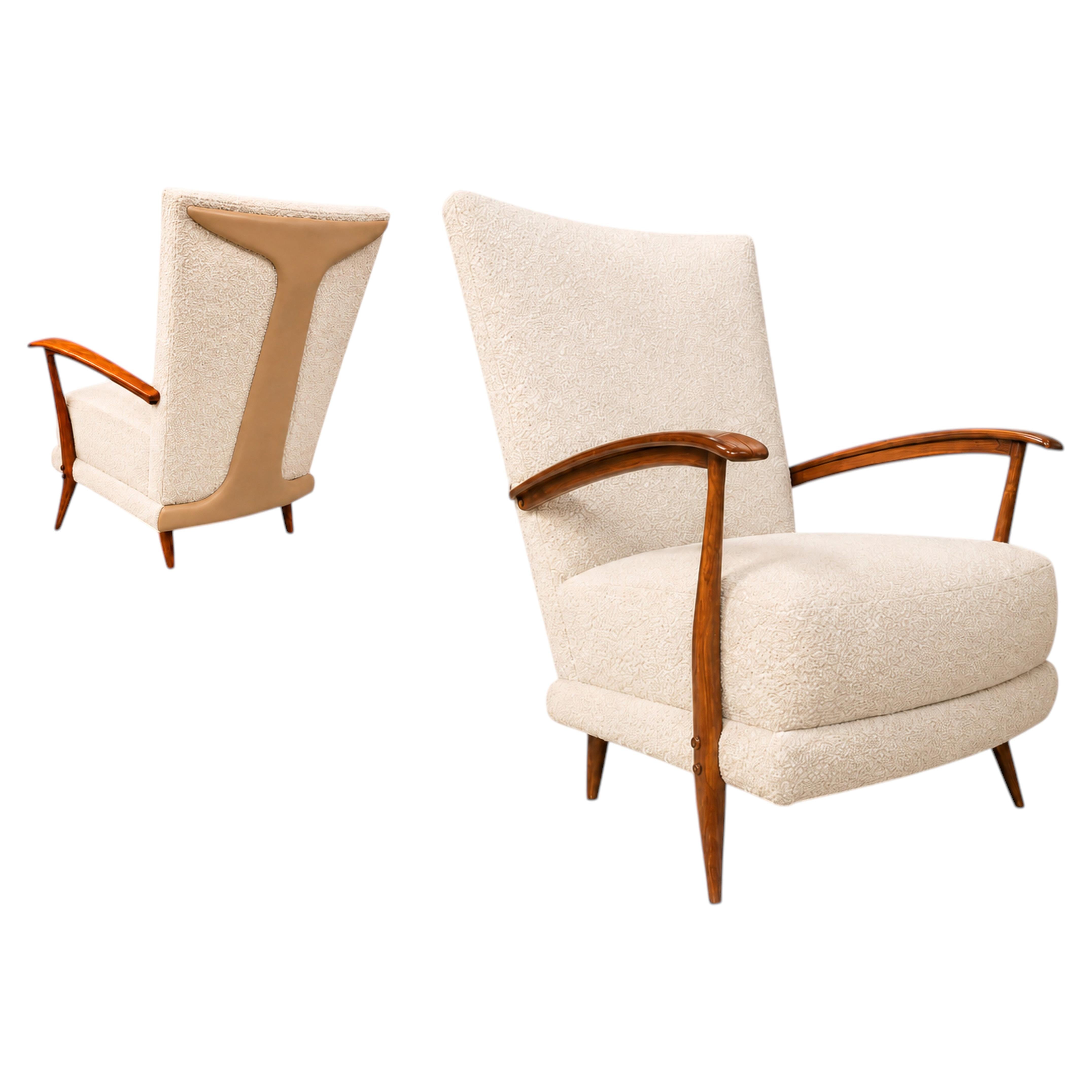 Sessel aus Caviúna-Holz, Leder und Bouclé, Giuseppe Scapinelli, Brasilien, 1955