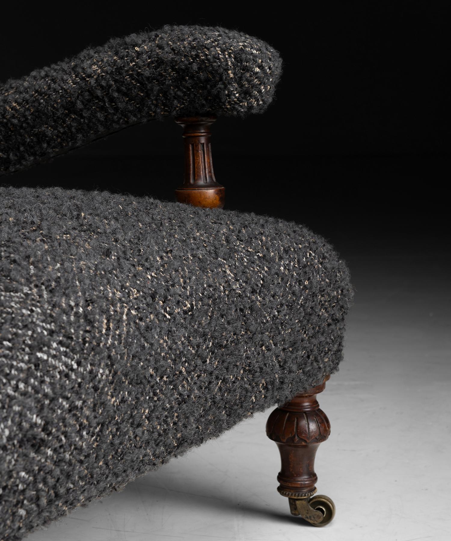 English Armchair in Chevron Wool Circa 1875 For Sale