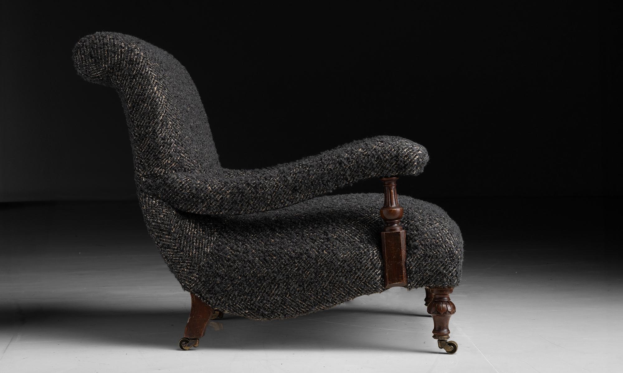 Armchair in Chevron Wool Circa 1875 In Good Condition In Culver City, CA