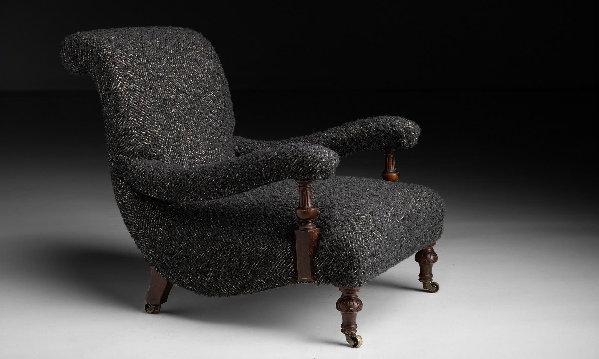 Late 19th Century Armchair in Chevron Wool Circa 1875
