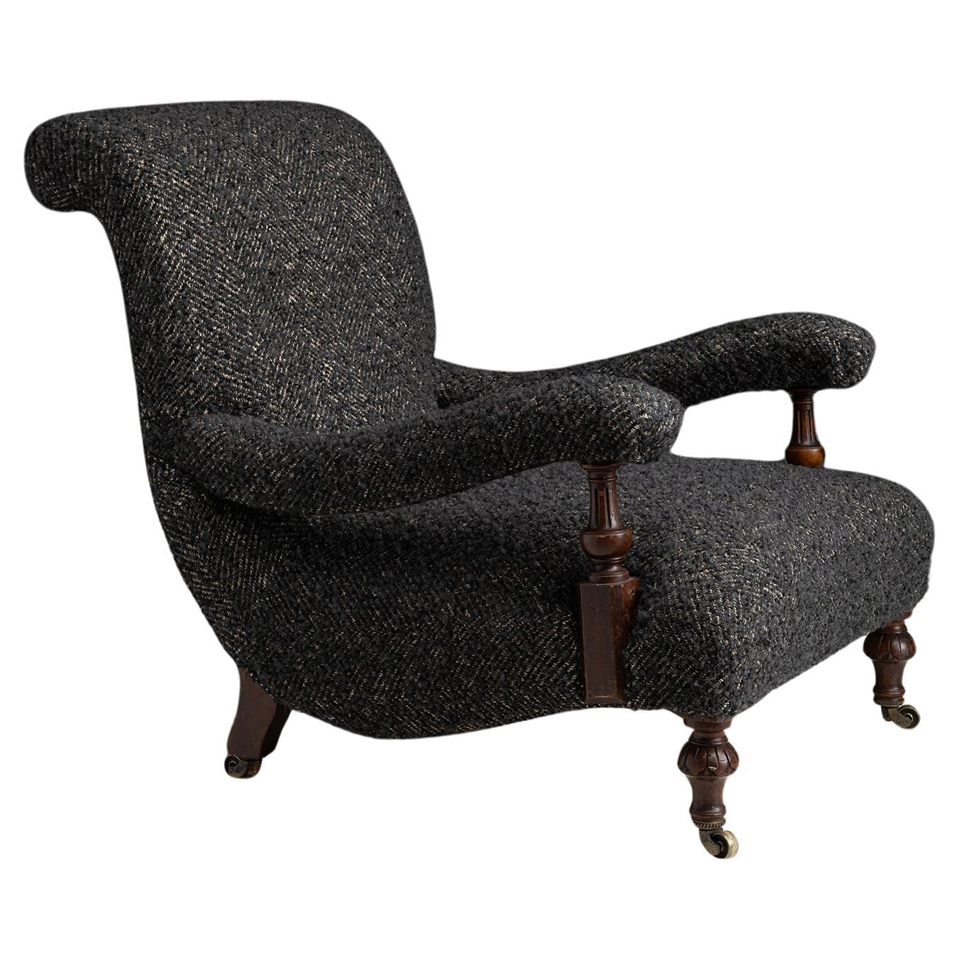 Armchair in Chevron Wool Circa 1875 For Sale