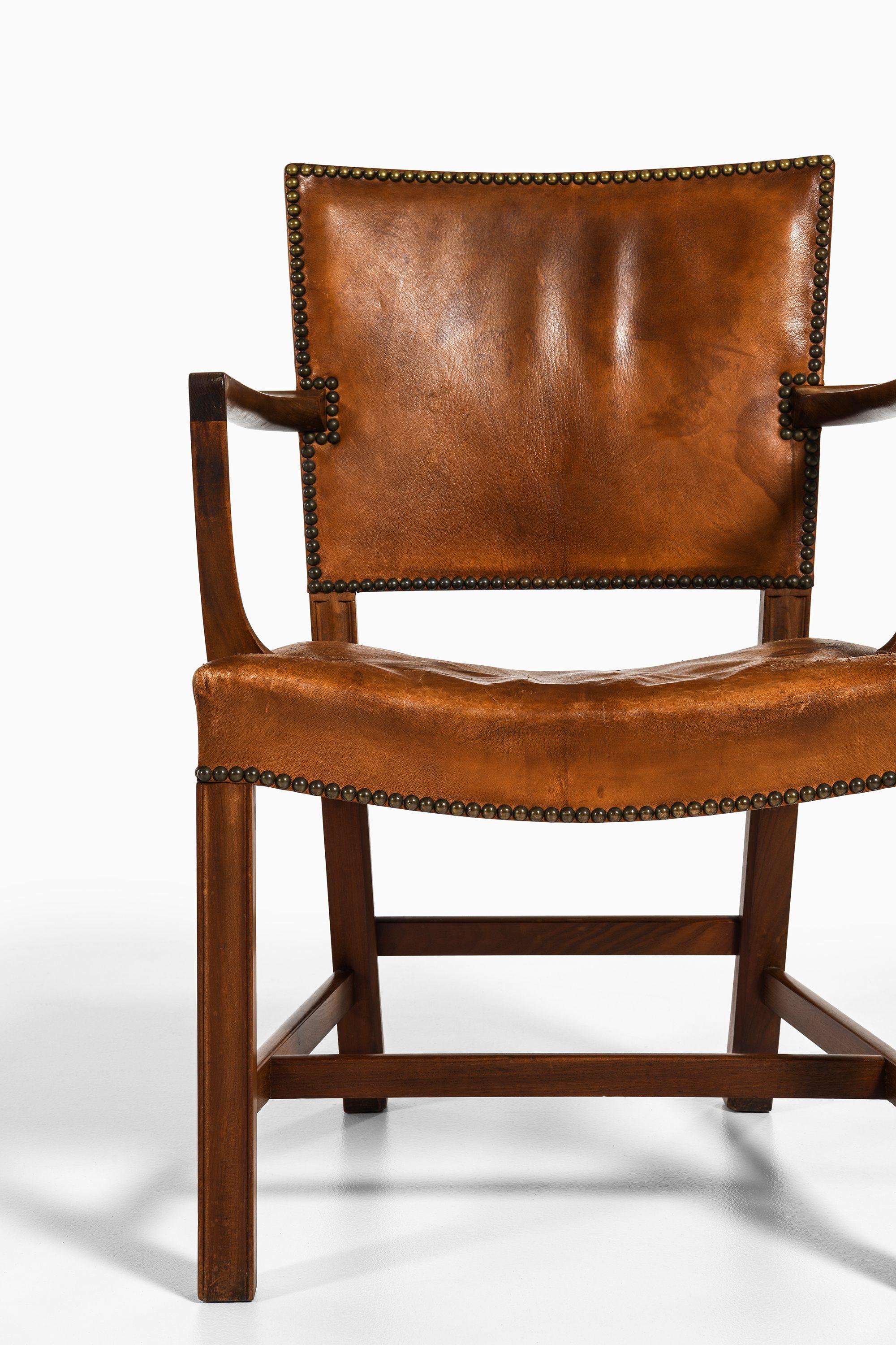 Scandinavo moderno Poltrona in mogano cubano e pelle di Niger di Kaare Klint, anni '30 in vendita
