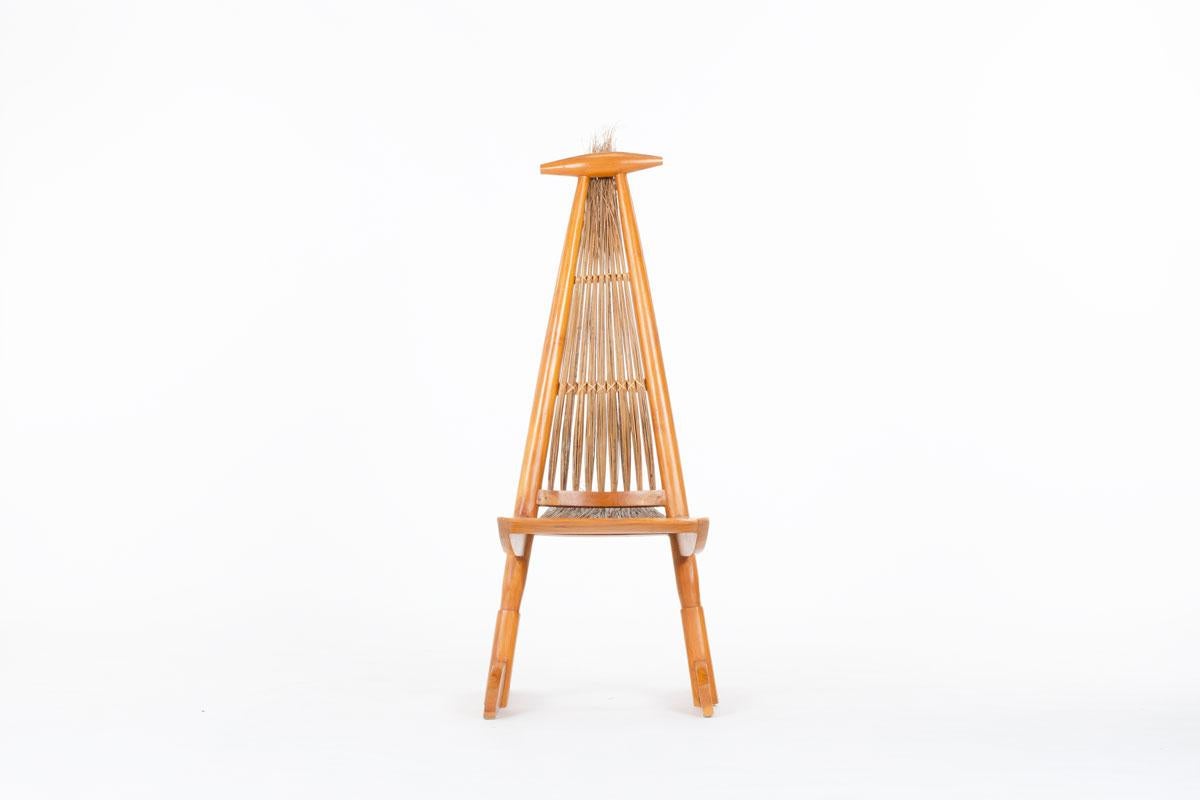 Made in France in the 80s, unique design
Blond elm structure, back and seat in rattan
ethnic style
Depth: 46 cm (seat) - 90 cm (total)