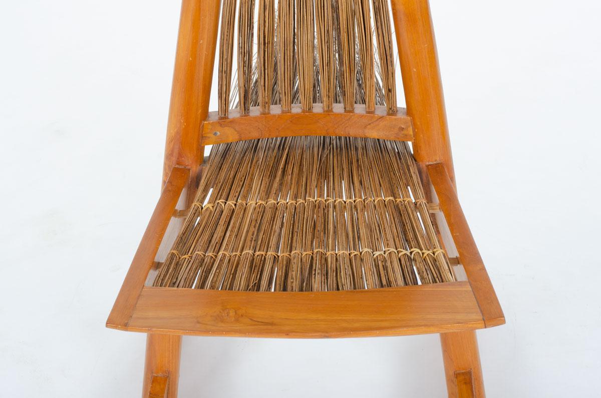20th Century armchair in elm and rattan, 1908 For Sale