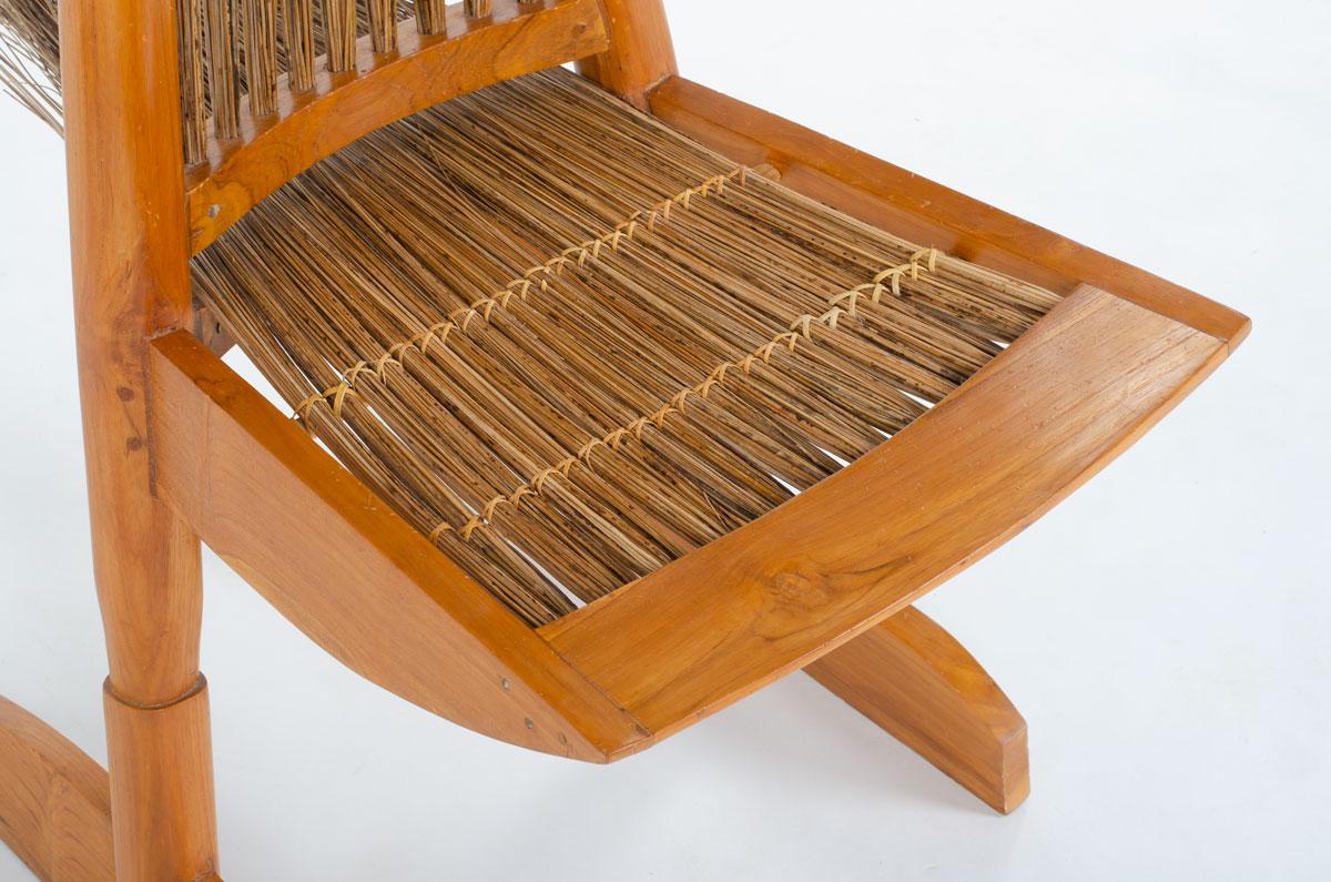 armchair in elm and rattan, 1908 For Sale 1