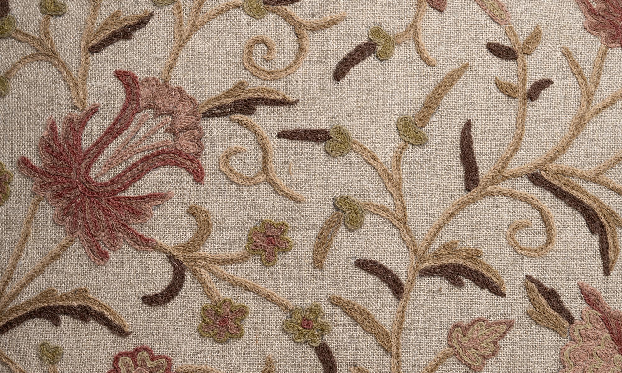 18th Century and Earlier Armchair in Embroidered Linen, France circa 1790