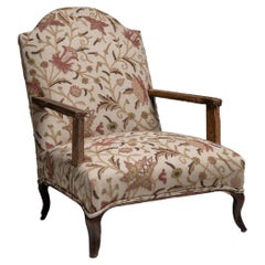 Armchair in Embroidered Linen, France circa 1790