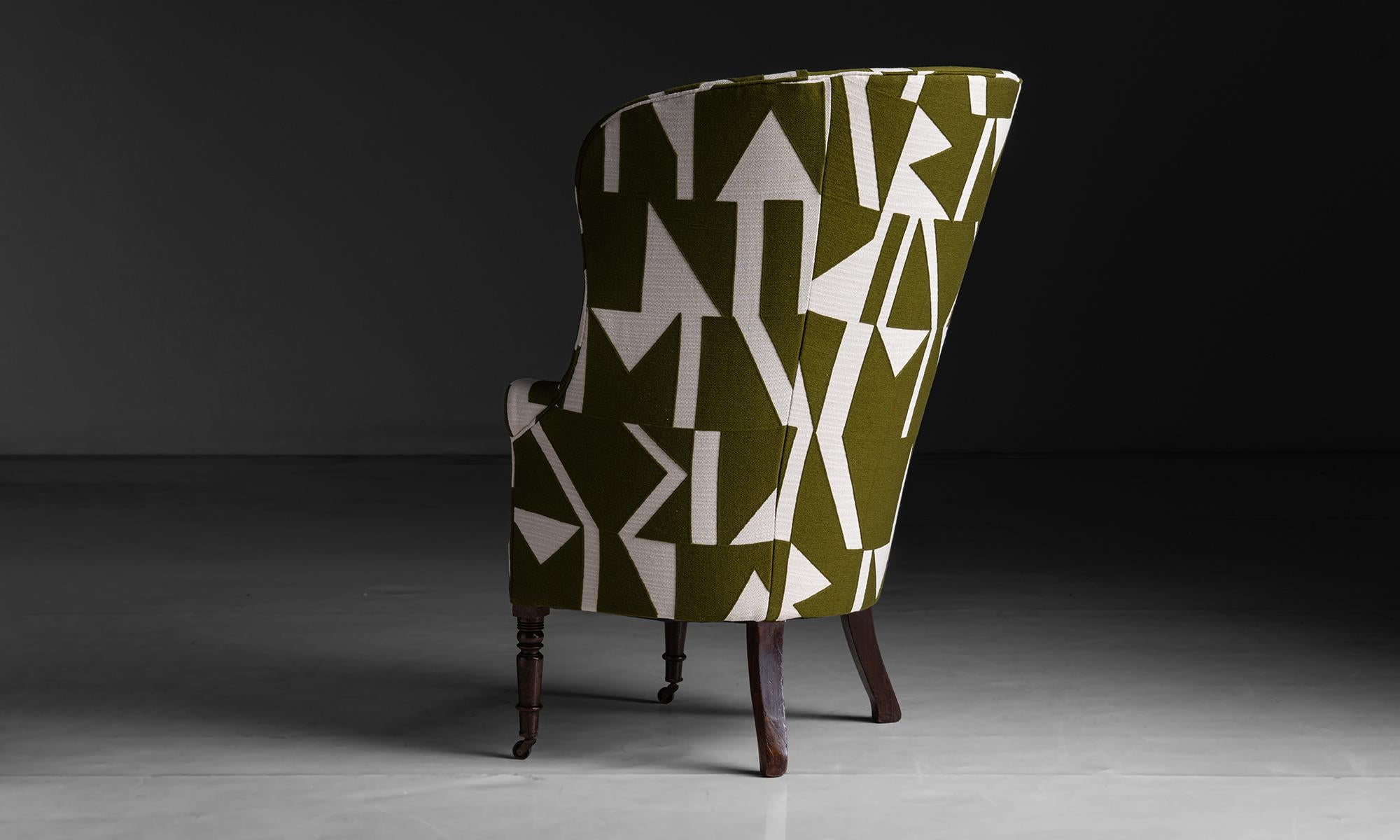 Armchair in Graphic Linen by Pierre Frey, England circa 1760 For Sale 1
