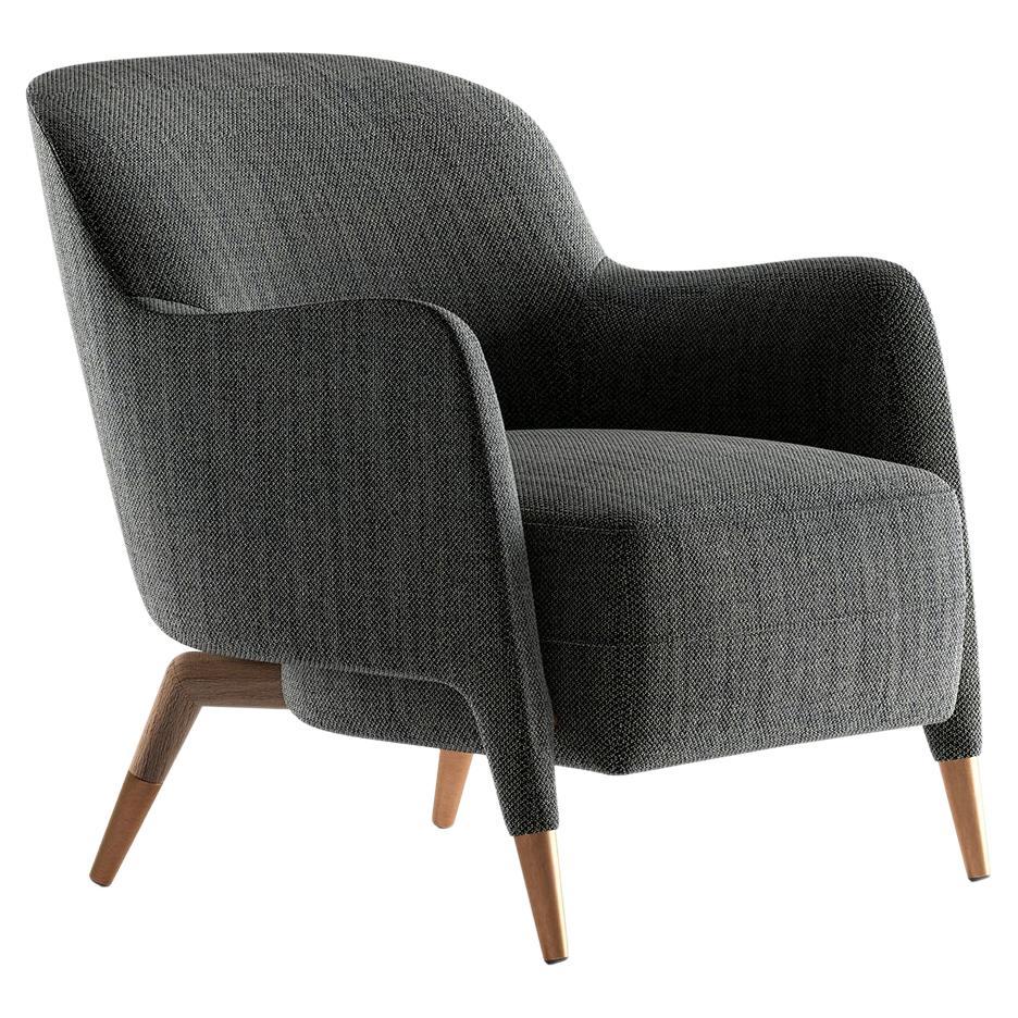  Greywear Linen Armchair Molteni&C by Gio Ponti Design D.151.4, Made in Italy For Sale