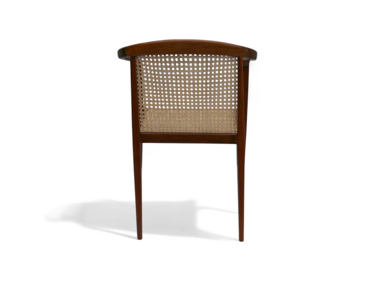 Mid-Century Modern Armchair in Hardwood & Cane by John Graz, 1950s For Sale