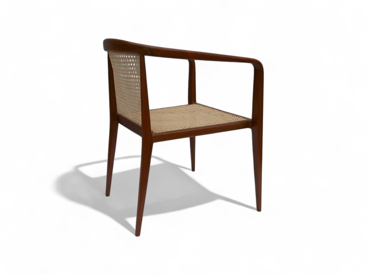 Brazilian Armchair in Hardwood & Cane by John Graz, 1950s For Sale